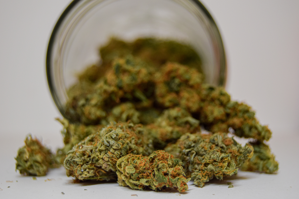 Dry,And,Trimmed,Cannabis,Buds,Stored,In,A,Glass,Jars.